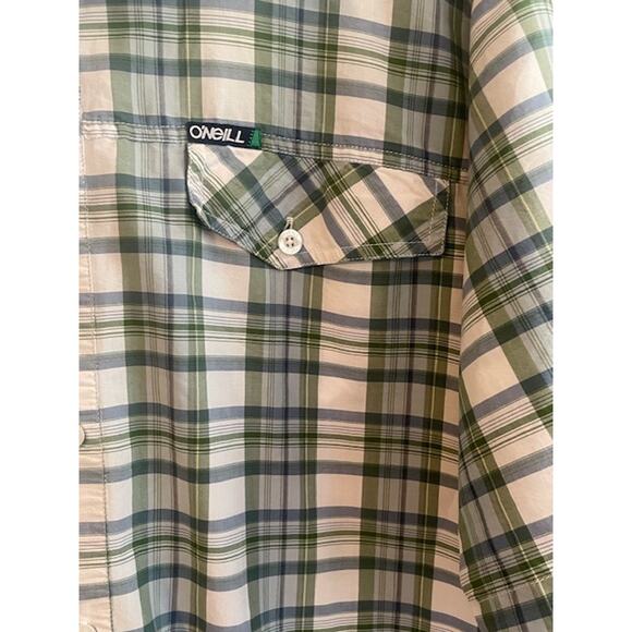 O'Neill‎ Men's XL Short Sleeve Button Front Plaid Cotton Shirt - Picture 2 of 4